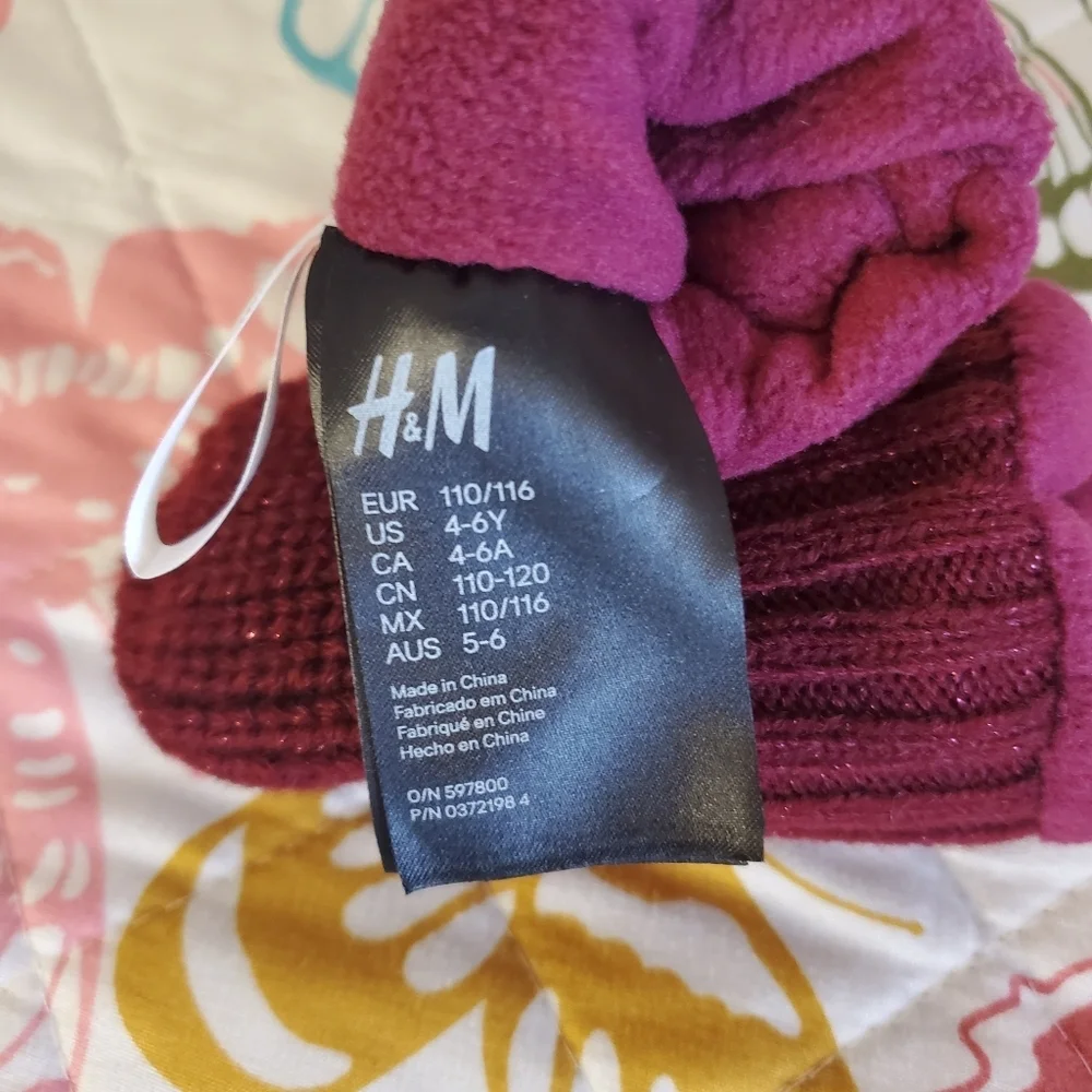 H&M Girls Knit Gloves 4-6y